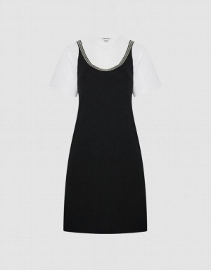 Black Urban Revivo 2 In 1 Women's Knitted Dress | IUGWVY-326