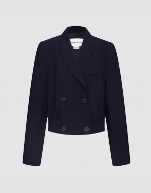 Black Urban Revivo Double Breasted Women's Blazers | LMTZUQ-568