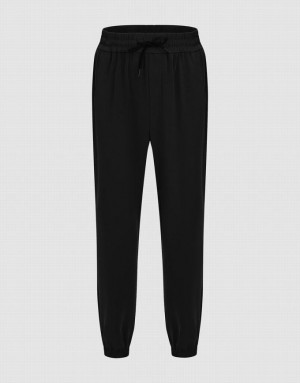 Black Urban Revivo Drawstring Waist Men's Joggers | FYZPCX-615