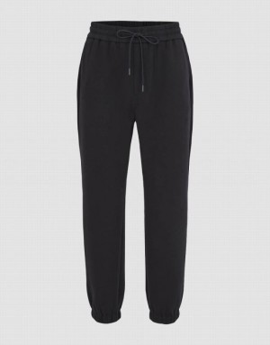 Black Urban Revivo Elastic Waist Men's Joggers | VJCNAY-179