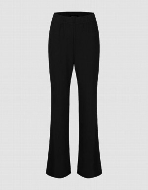 Black Urban Revivo Knitted Flare Women's Pants | MFWDIQ-675