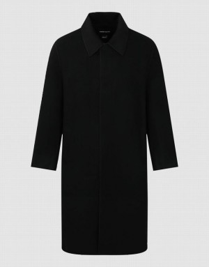 Black Urban Revivo Loose Straight Men's Coats | KNWXEG-409