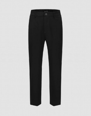 Black Urban Revivo Loose Straight Men's Pants | HECVWL-723