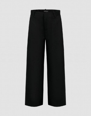 Black Urban Revivo Loose Wide-Leg Women's Pants | TQWXLB-496