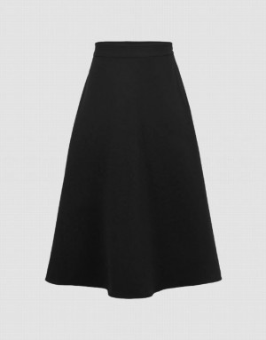 Black Urban Revivo Midi A-Line Women's Skirts | FLTAQR-476