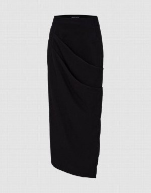 Black Urban Revivo Midi Skinny-Fit Women's Skirts | JEBAXN-146