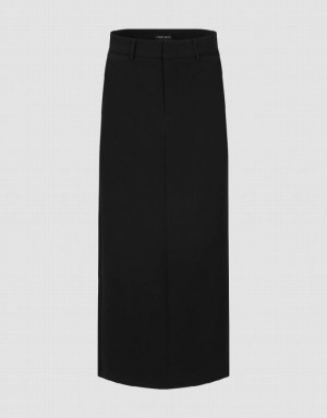 Black Urban Revivo Midi Straight Women's Skirts | NOCYLM-139