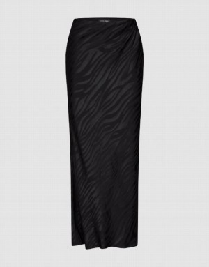 Black Urban Revivo Midi Straight Women's Skirts | CEDNUI-062