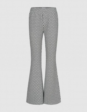 Black Urban Revivo Monogram Knitted Flare Women's Pants | LUGCPT-073