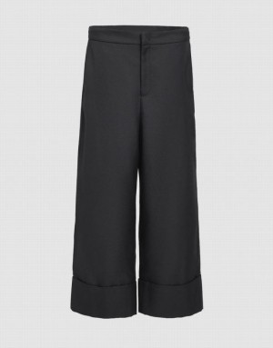 Black Urban Revivo One Pocket Wide Leg Women's Pants | MCATSF-628