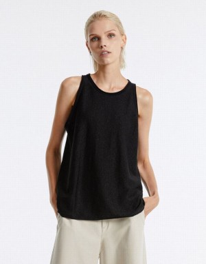 Black Urban Revivo Oversized Women's Tank Top | OGIEAC-736