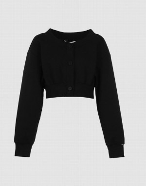 Black Urban Revivo Plain Button Front Women's Jacket | WSVKMX-328