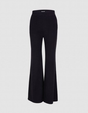 Black Urban Revivo Plain Flare Leg Women's Pants | DRPKEV-620