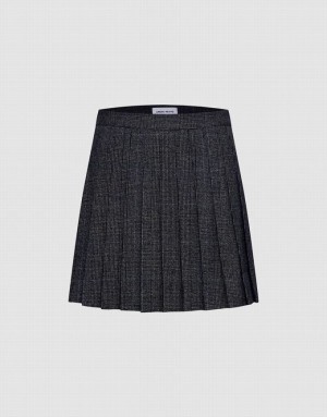 Black Urban Revivo Pleated A-Line Women's Skirts | NJDFKA-859