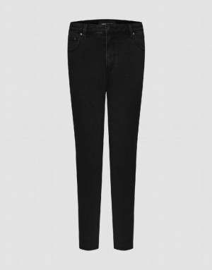 Black Urban Revivo Raw Hem Skinny Women's Jeans | IESTAC-629