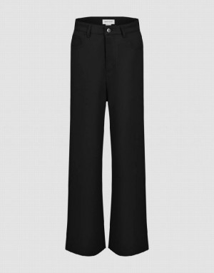 Black Urban Revivo Regular Flare Women's Pants | AGHKTC-173