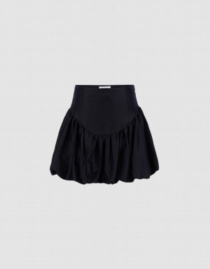 Black Urban Revivo Ruffle A-Line Women's Skirts | CELNZX-496