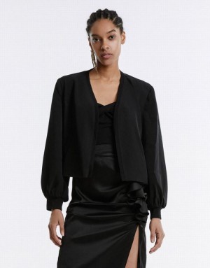 Black Urban Revivo Shoulder Pad Women's Jacket | RFNWPG-724