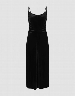 Black Urban Revivo Sleeveless Skinny Women's Knitted Dress | PLHWGO-429