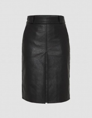 Black Urban Revivo Split Hem Midi Straight Women's Skirts | GLOJMF-216