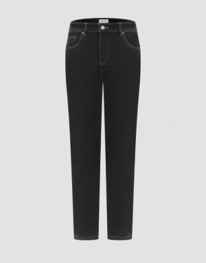 Black Urban Revivo Straight Fit Men's Jeans | MTHXDG-032