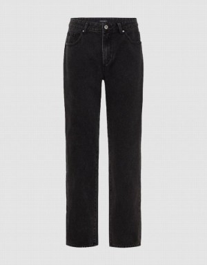 Black Urban Revivo Straight Men's Jeans | QBUACN-960