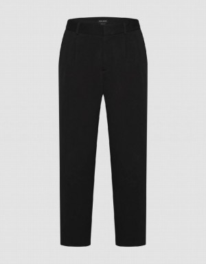 Black Urban Revivo Straight Men's Pants | DVTPLG-567