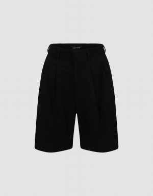 Black Urban Revivo Tailored Regular Women's Shorts | TZQHRM-409