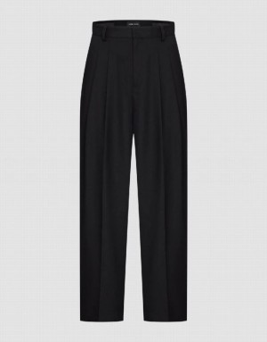 Black Urban Revivo Tailored Wide-Leg Women's Pants | MCPXUO-472