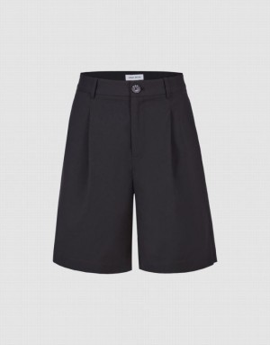 Black Urban Revivo Urban Regular Women's Shorts | OXHFQS-379