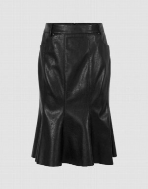 Black Urban Revivo Vegan Leather Mini Fishtail Women's Skirts | PJWXQE-538