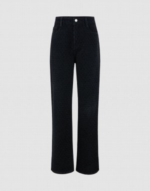 Black Urban Revivo Wide-Leg Women's Jeans | TMIUZP-318