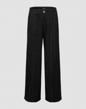 Black Urban Revivo Wide-Leg Women's Jeans | SIRVWB-937