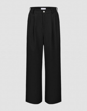 Black Urban Revivo Wide-Leg Women's Pants | YWSPXE-063