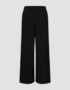 Black Urban Revivo Wide-Leg Women's Pants | BCYTIJ-124