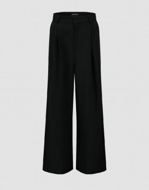 Black Urban Revivo Wide-Leg Women's Pants | GNITJX-620