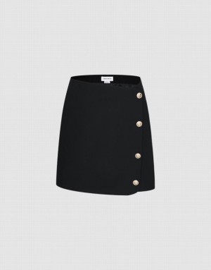 Black Urban Revivo Wrap Mini Women's Skirts | DKLQEG-483