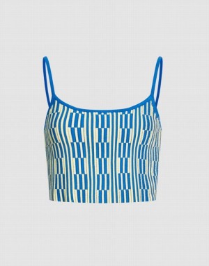 Blue Urban Revivo Geo Pattern Knitted Women's Camisole | MRADKS-629