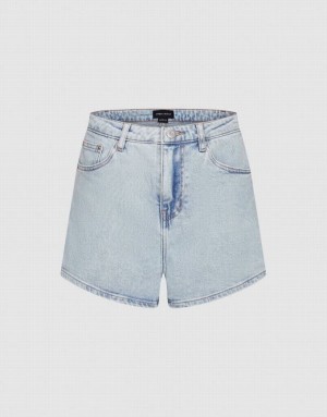 Blue Urban Revivo Glamor Women's Denim Shorts | MWLSHN-430