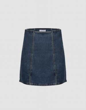 Blue Urban Revivo Mini A-Line Women's Denim Skirt | GHJFIB-138