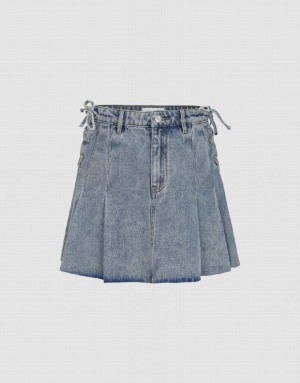 Blue Urban Revivo Mini A-Line Women's Denim Skirt | LJUBZY-397