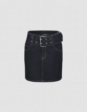 Blue Urban Revivo Mini Skinny Women's Denim Skirt | TEWQKU-486