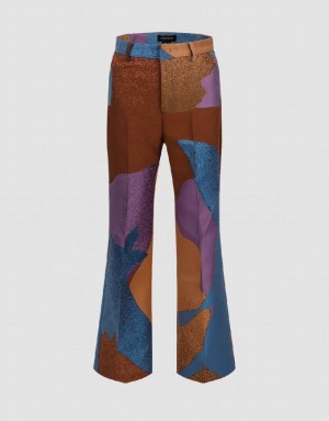 Blue Urban Revivo Printed Flare Women's Pants | XVSMAN-194