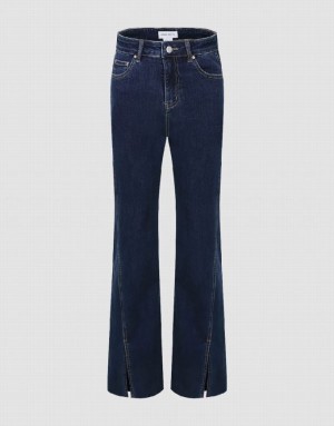 Blue Urban Revivo Split Hem Flare Women's Jeans | TBRPAD-183