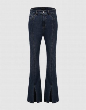 Blue Urban Revivo Split Hem Flare Women's Jeans | OVIWPN-832