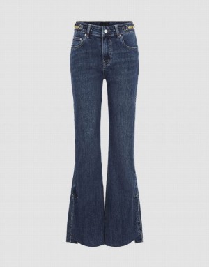 Blue Urban Revivo Split Hem Flare Women's Jeans | BCDNXT-286