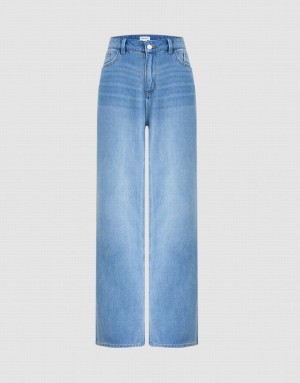 Blue Urban Revivo Straight Fit Women's Jeans | MCDNIW-314