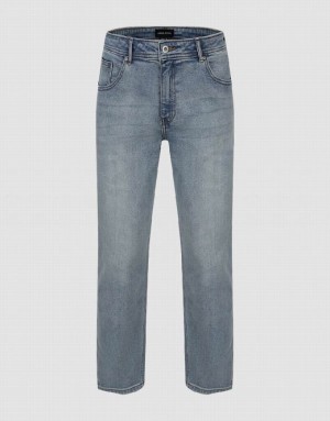 Blue Urban Revivo Straight Men's Jeans | OCJKER-273