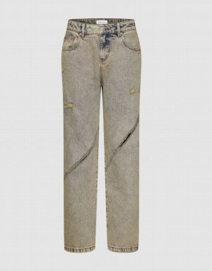 Blue Urban Revivo Straight Women's Jeans | MTGKCI-061