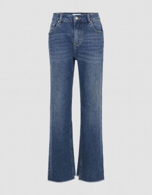 Blue Urban Revivo Straight Women's Jeans | EPOUAC-247